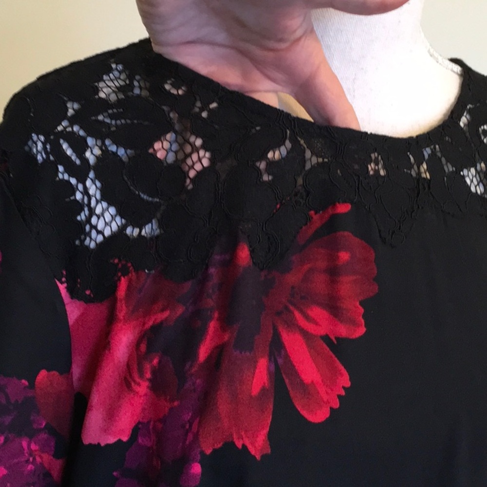 EST 1946 Brand Flowy Black Floral Print Mini Dress - Picture 3 of 8